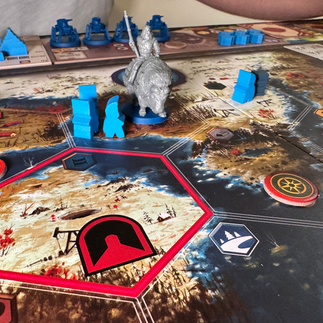 Blue pieces on the board