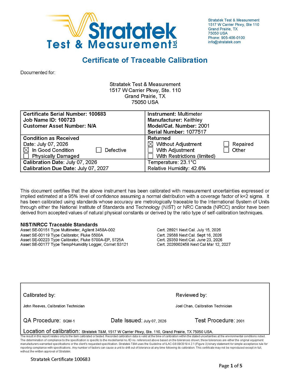 Thumbnail: Keithley 2001 7.5 Digit Multimeter NIST Calibrated with Data Certificate of Calibration