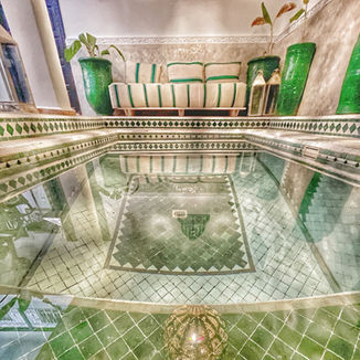 Interior Pool Riad Chafia authentic and boheme chic boutique hotel in Marrakech