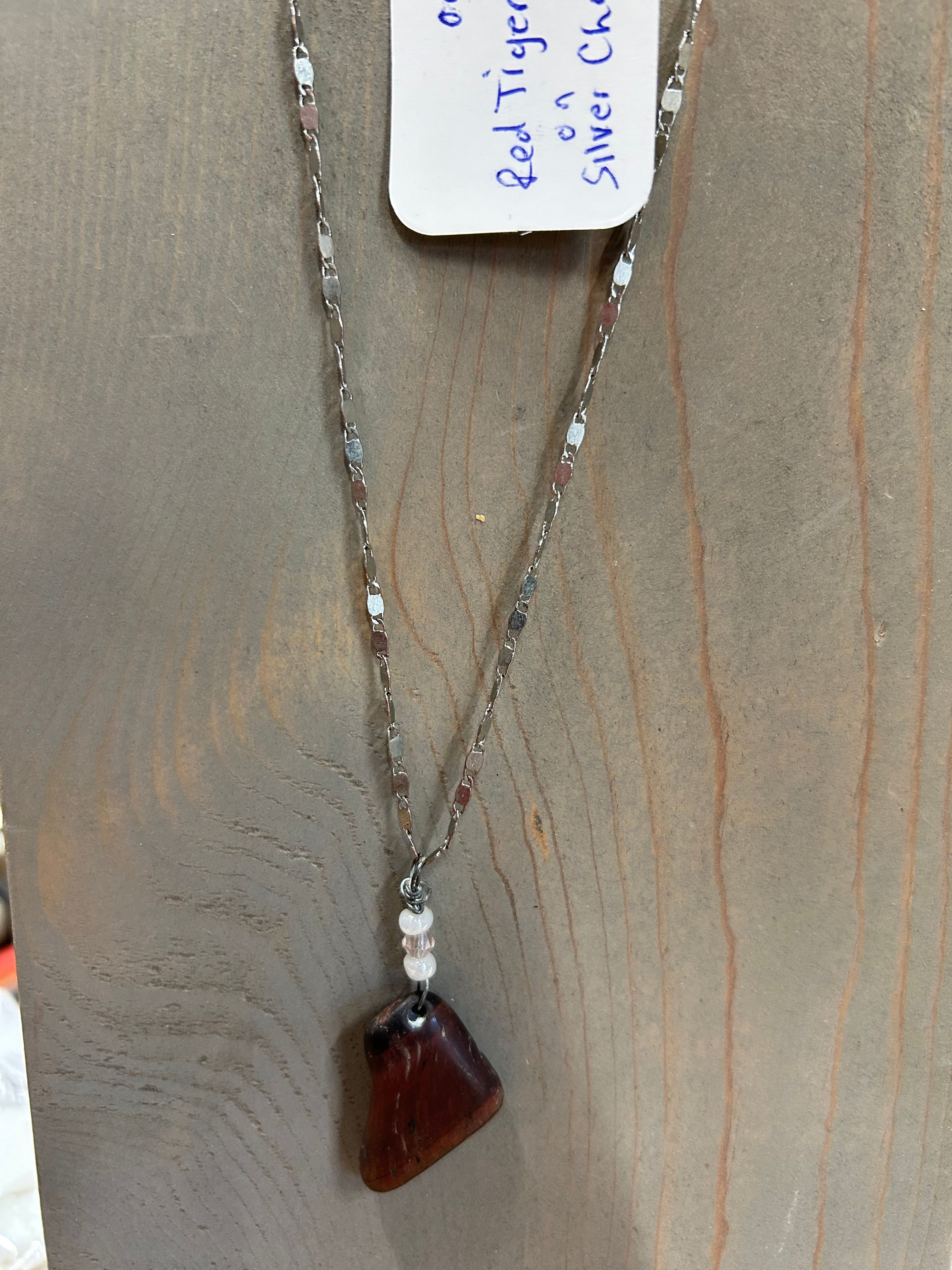 Red Tiger Eye in a silver chain