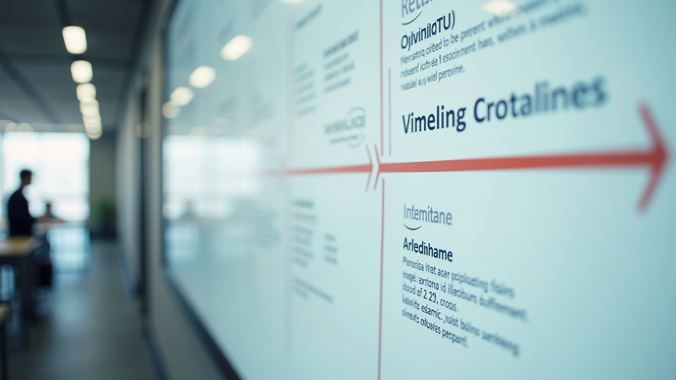 Close-up view of a project timeline on a whiteboard with milestones and deadlines