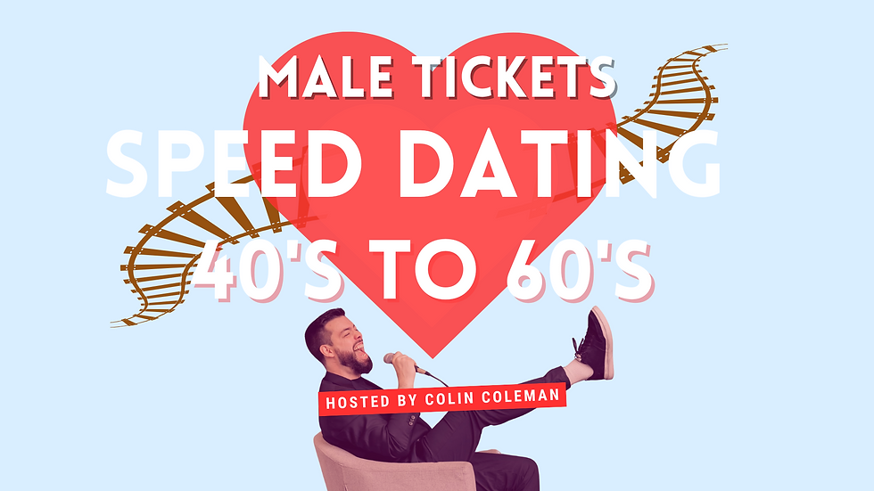 POSTPONED TBD FALL: MALE TICKETS: Love on the Tracks: Speed Dating 40-60's