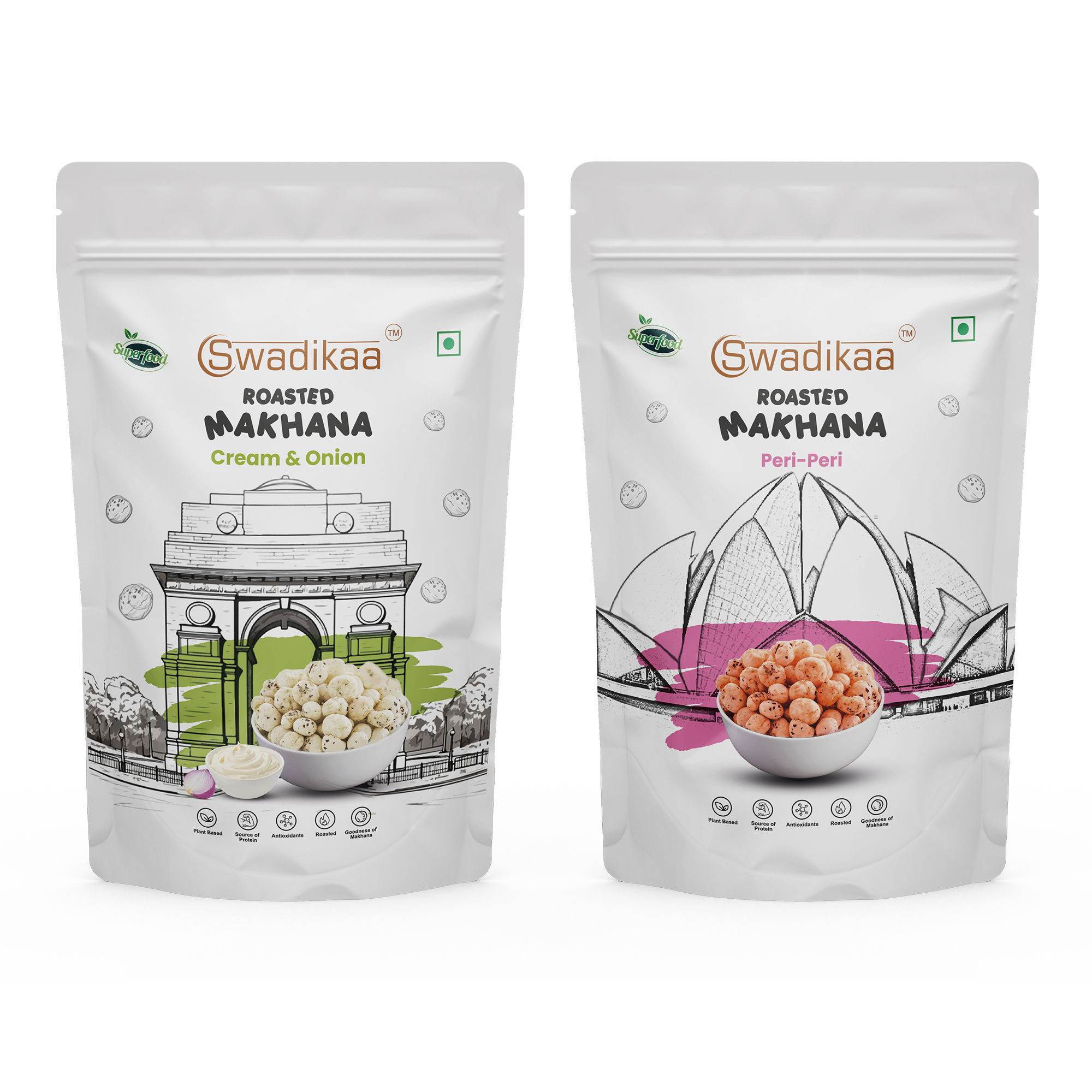 Swadikaa Roasted Makhana (Foxnuts) Cream & Onion and Peri Peri