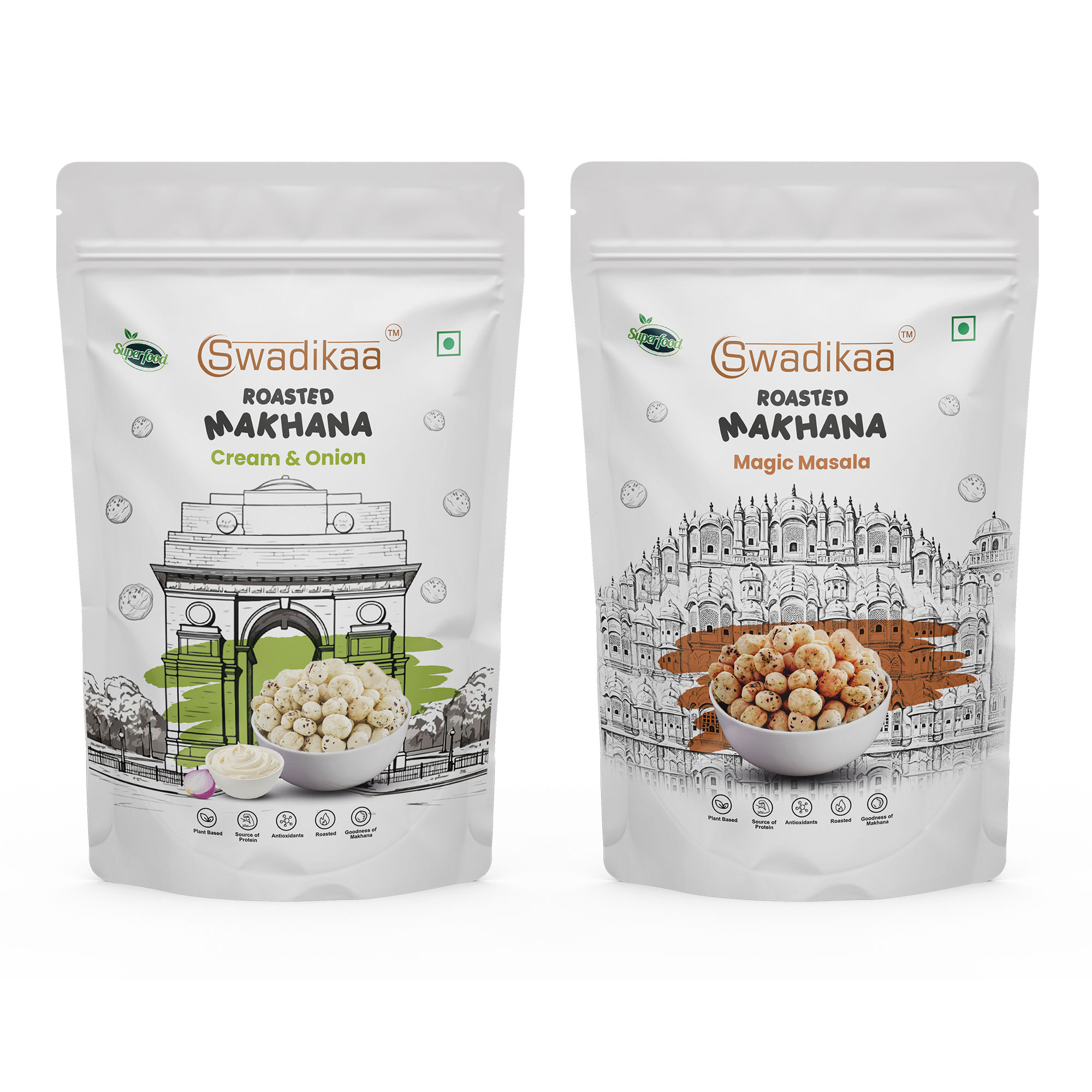 Swadikaa Roasted Makhana (Foxnuts) Cream & Onion and Magic Masala