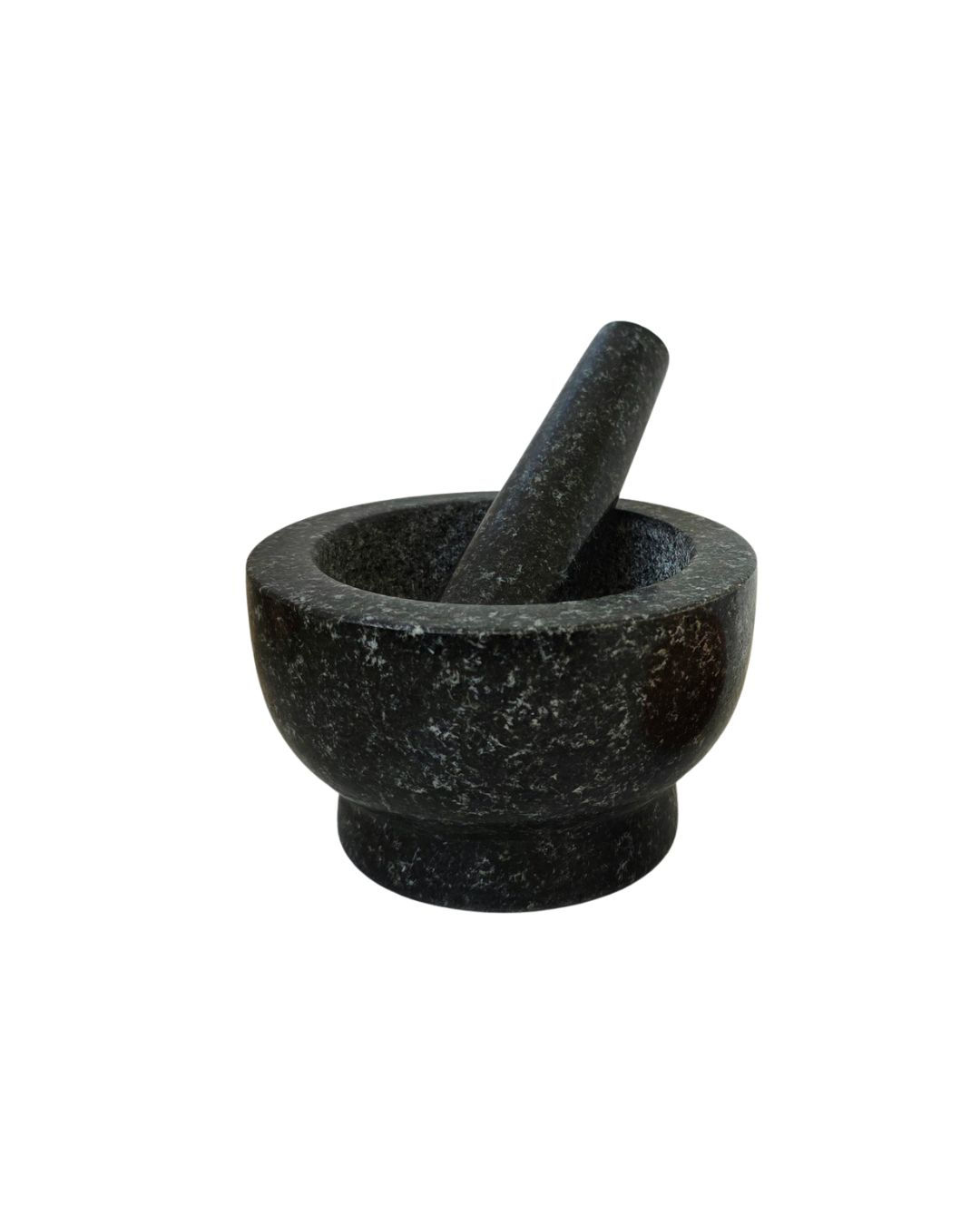 Mörser und Stößel aus schwarzen Granit
