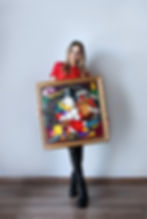 Kobieta z wydrukiem na metalu, metal print 3d on dibond, portret ikony popkultury, w charakterystycznym stylu pop-art z mocny