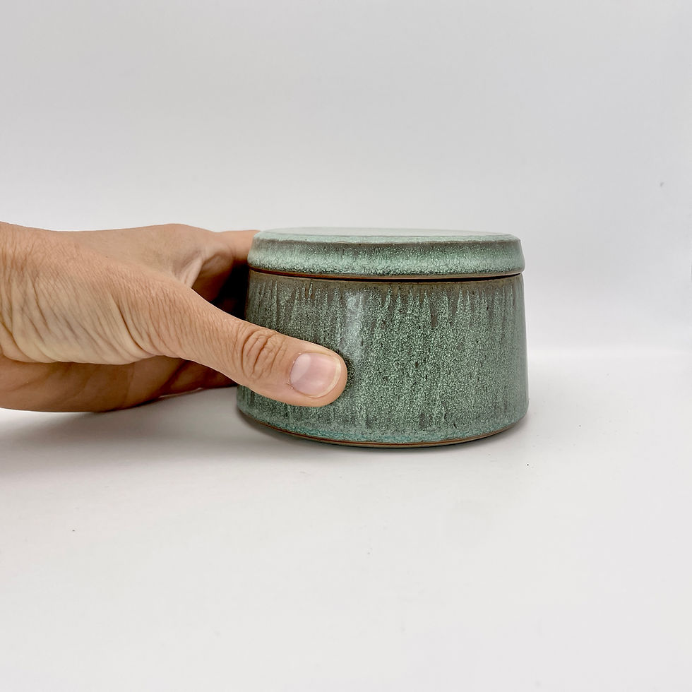 Thumbnail: Lidded pot in soft weathered green