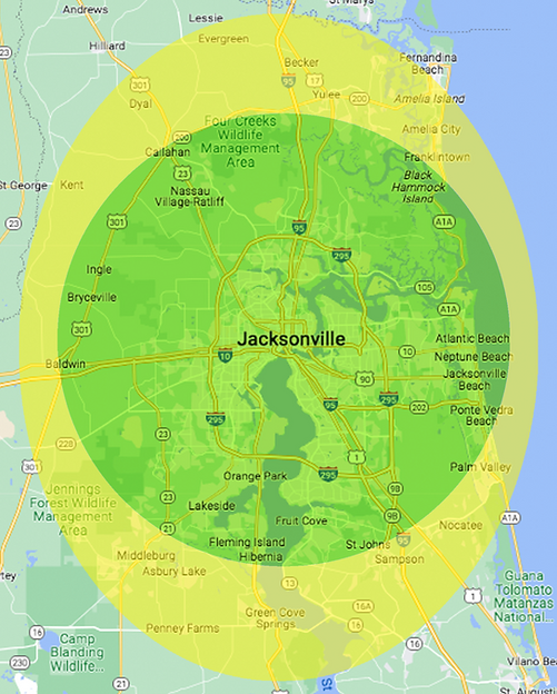 Quicklink bicycle repair Service Area around Jacksonville