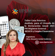 IIPEM SC Taller Guía Práctica: Análisis para el Llenado de la Declaración Anual 2025 PM Régimen General - RESICO y Estados Financieros Mtra. Deyanra Arizbe Gutiérrez con puntos para cumplir con la NDPC CCPM Área Fiscal