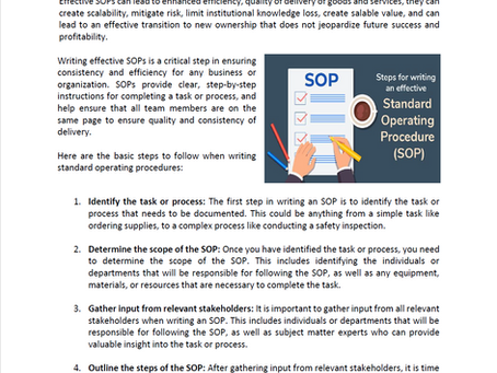 Writing Effective Standard Operating Procedures (SOPs)