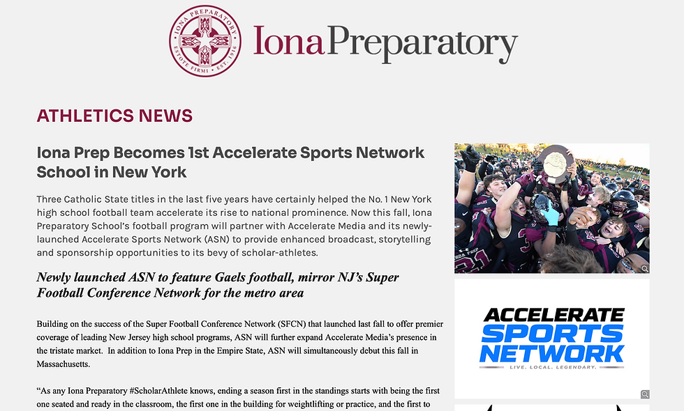 Iona Prep Becomes 1st Accelerate Sports Network School in New York