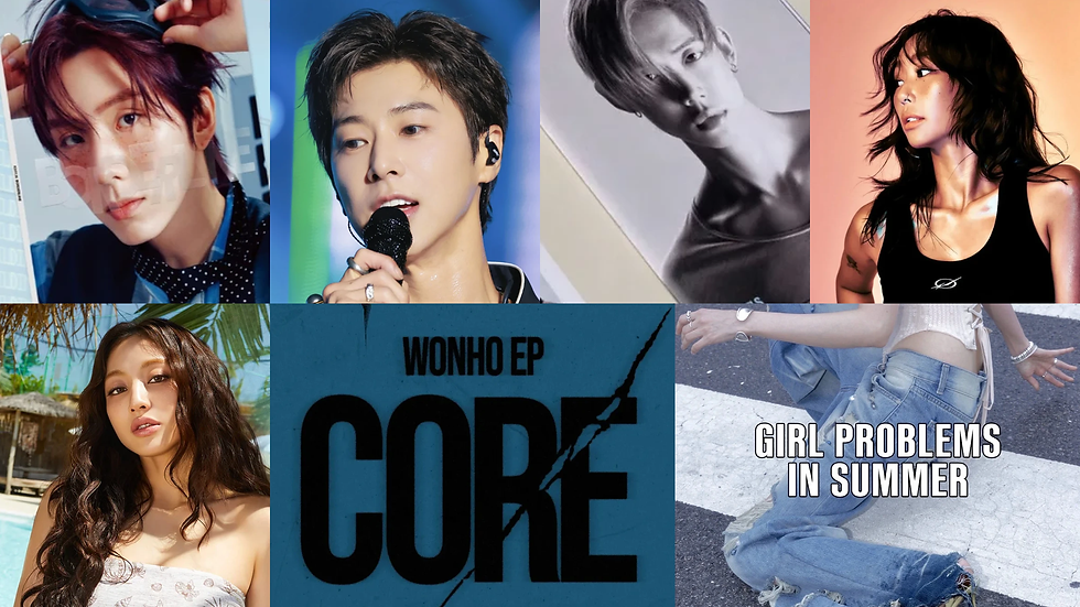 Soloists with July 2026 K-pop comebacks including TVXQ Yunho, TXT Yeonjun, KIHYUN, and HYOLYN