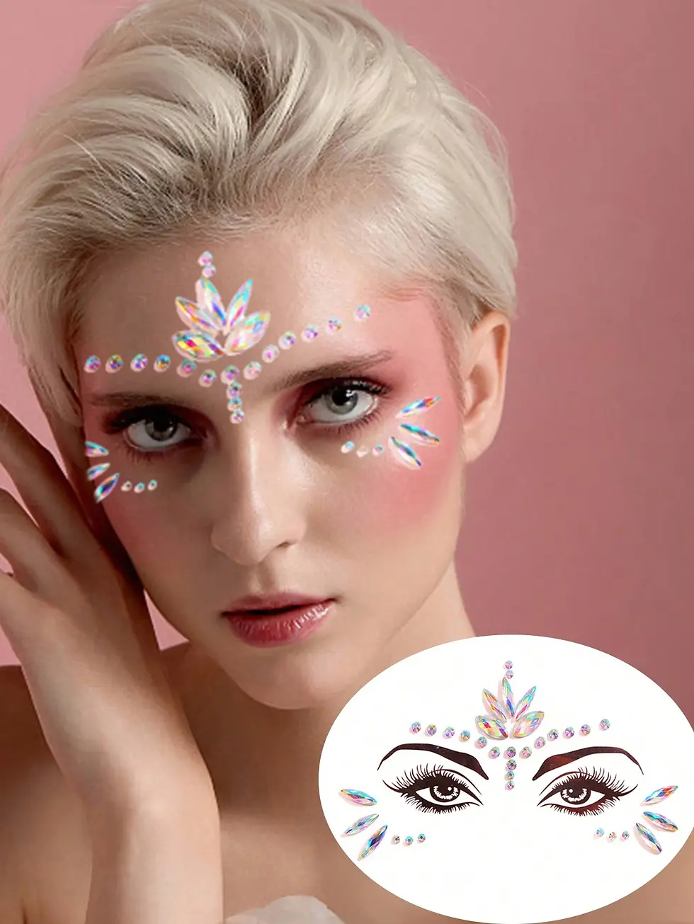 Thumbnail: Diamond Shaped Colorful Face Rhinestone Face