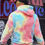 Thumbnail: Tie Dye Kangaroo Pocket Drawstring Teddy Hoodie
