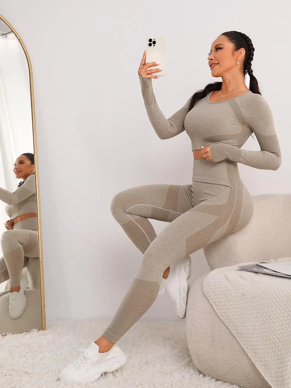 Thumbnail: High Stretch Thumb Holes Sports Tee & Leggings