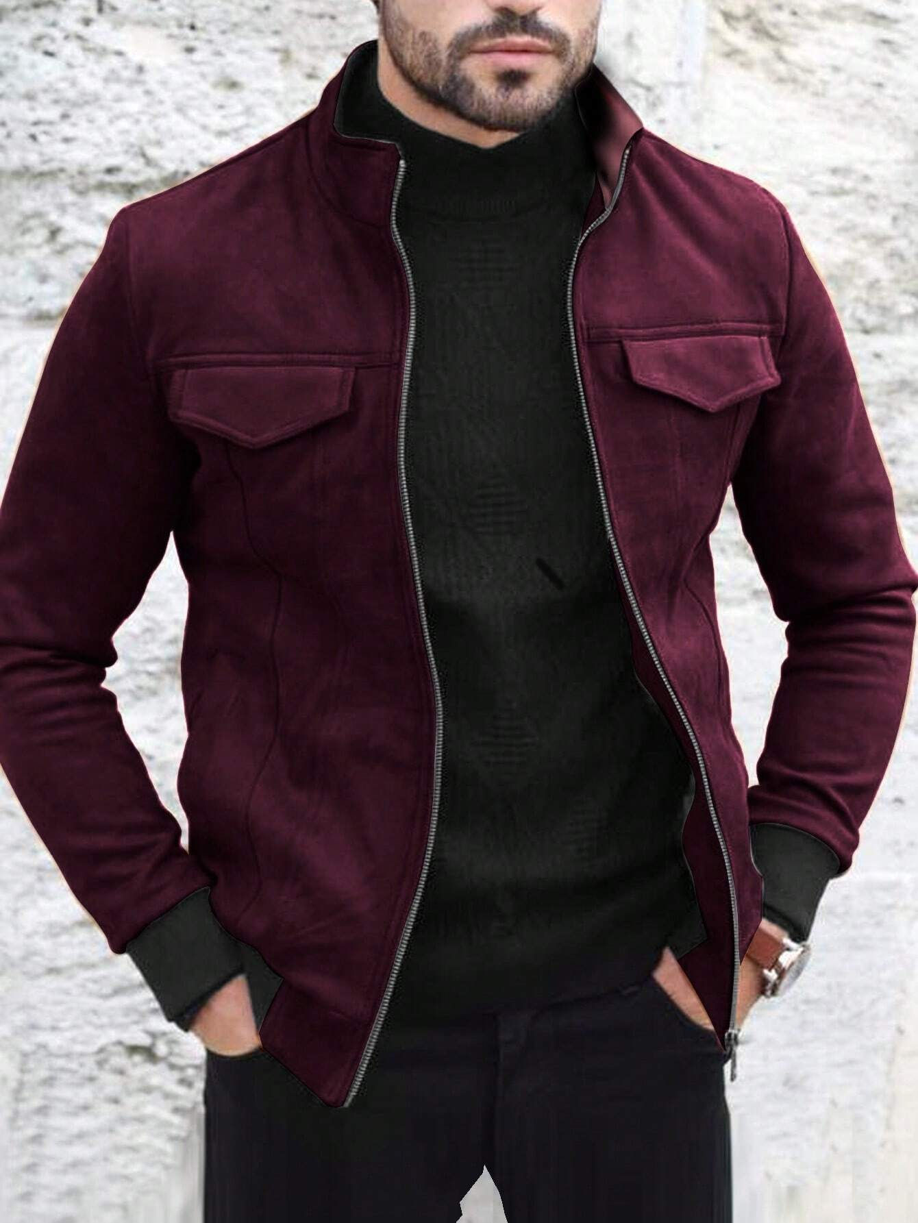 Flap Detail Zip Up Jacket