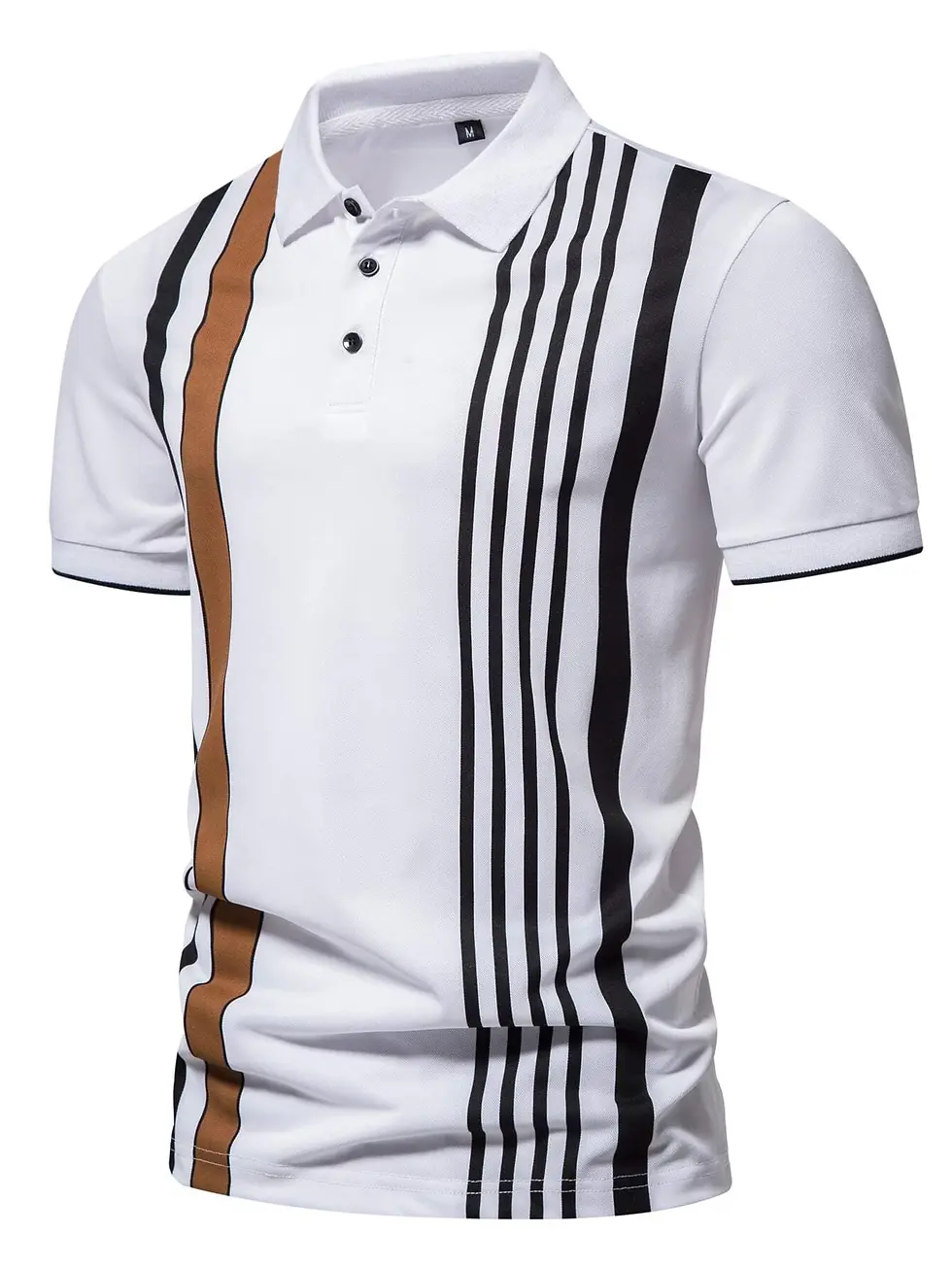 Thumbnail: Striped Print Polo Shirt