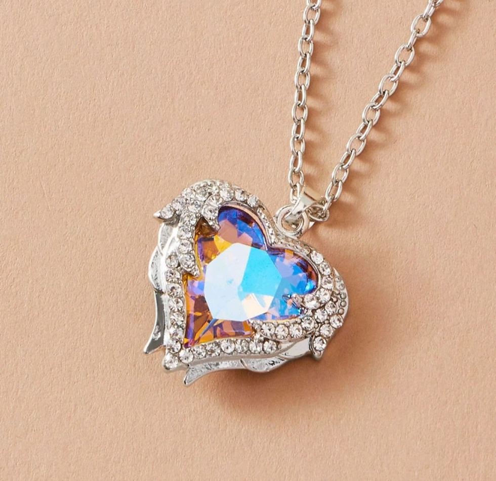 Thumbnail: Stainless Steel Heart with Reflective Gem Necklace