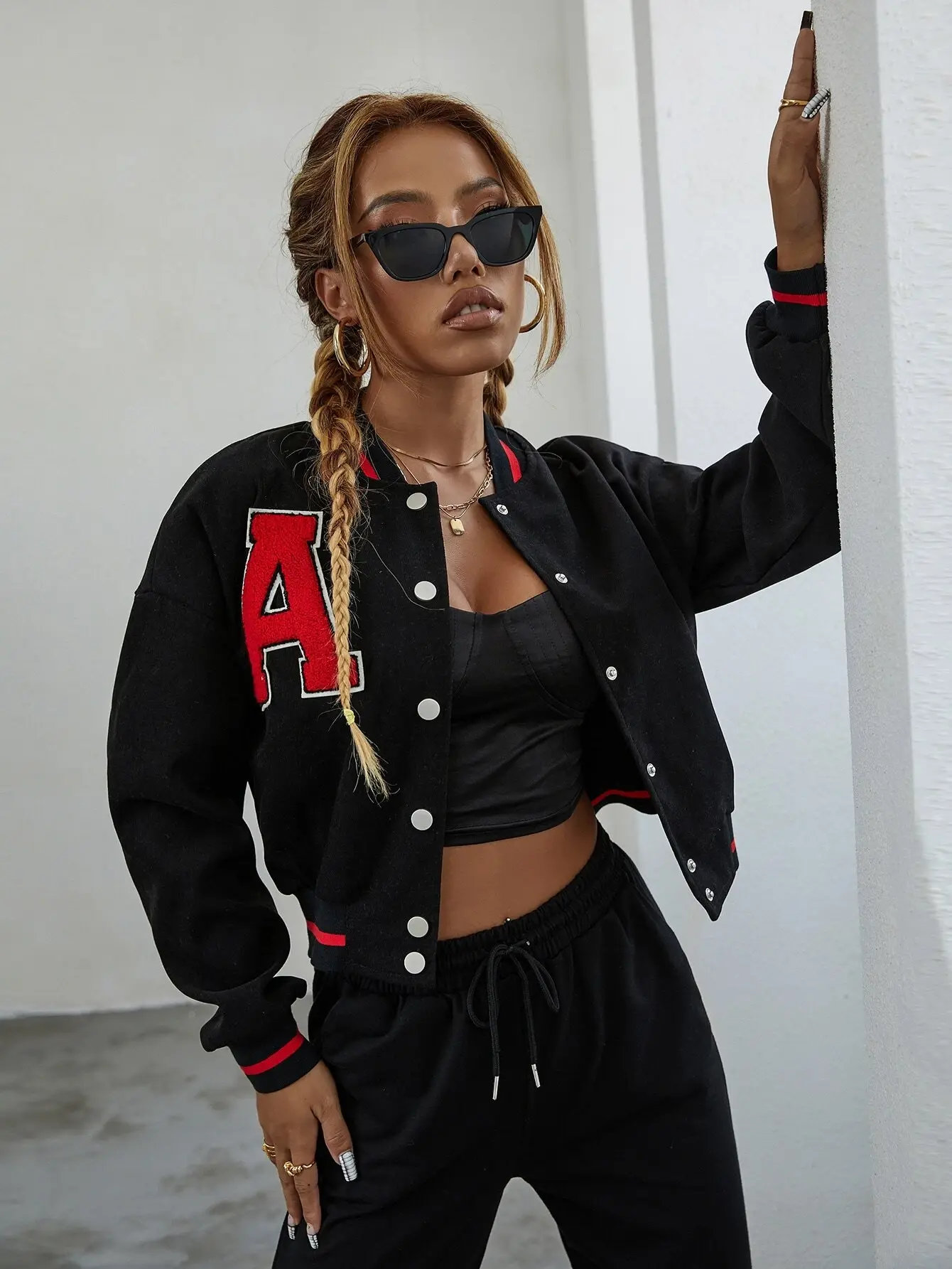 Red Accent Varsity Jacket