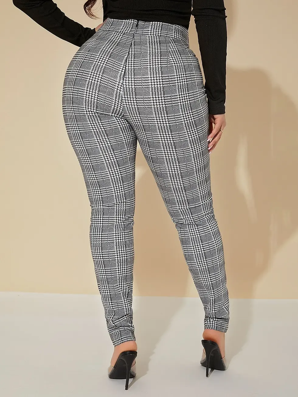 Thumbnail: High Waist Glen Plaid Belted Pants