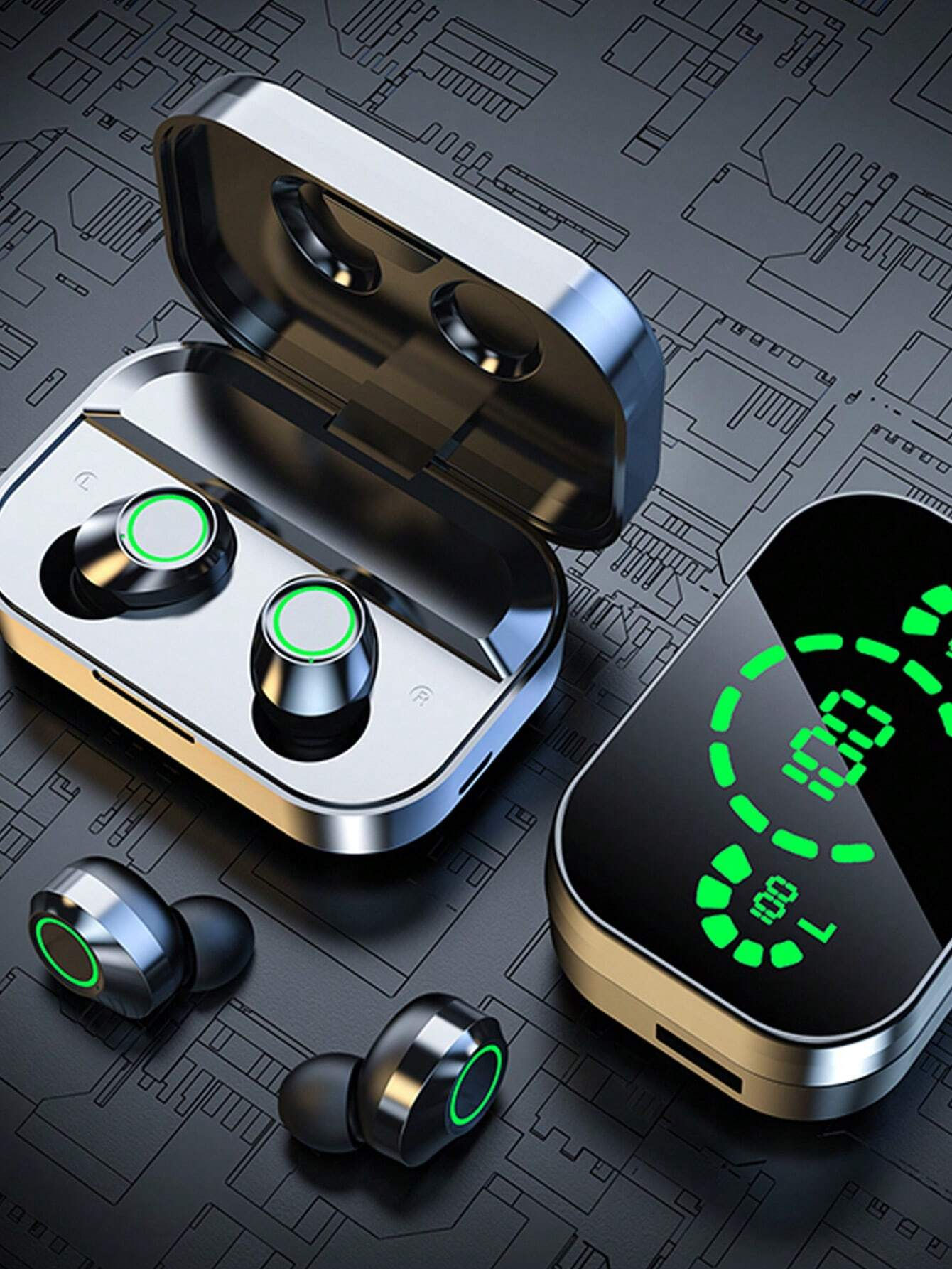 Wireless 5.3 Earphones Headphones With LED Display