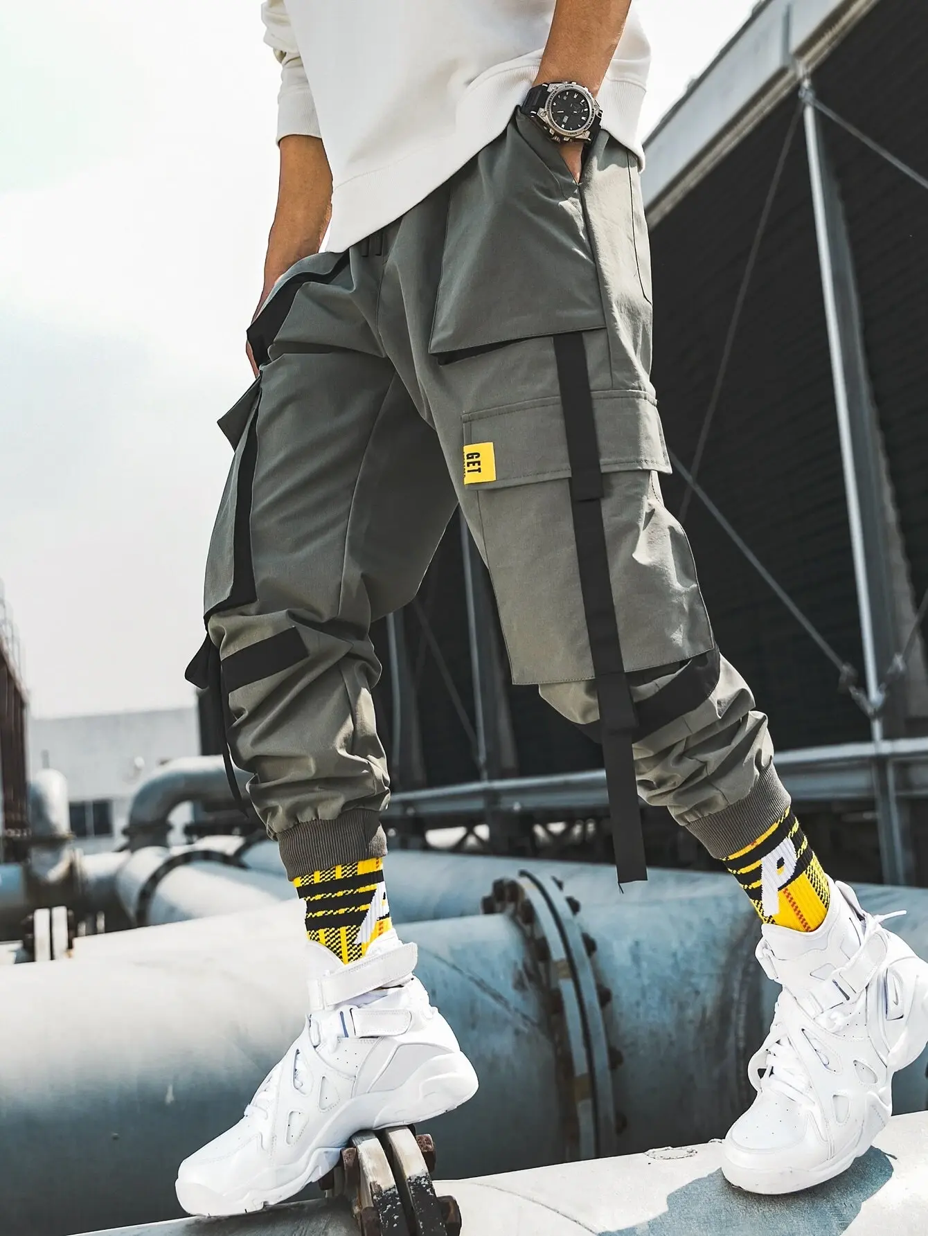 Ribbon Flap Pocket Cargo Pants