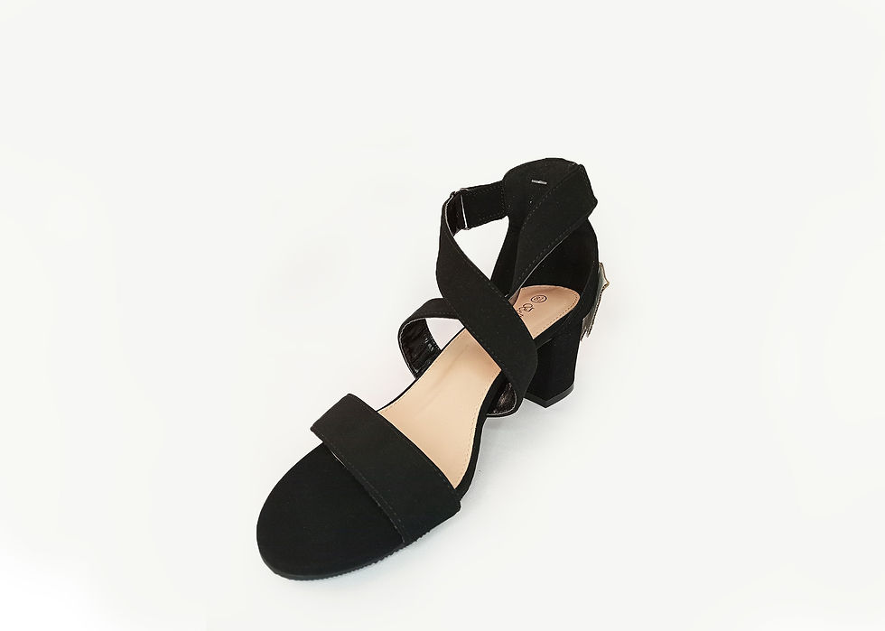 Thumbnail: Black Suede Cross-Strap Pump Heel Shoe