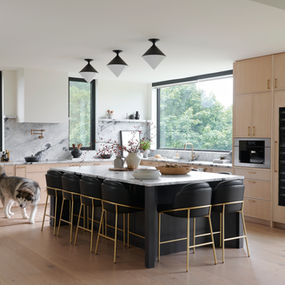 Modern white oak kitchen with large island Old Ancaster Ontario