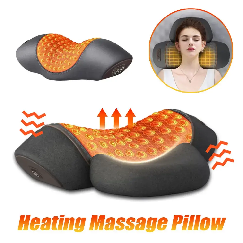 Electric Neck Massage Pillow Heating Vibration Back Cervical Traction
