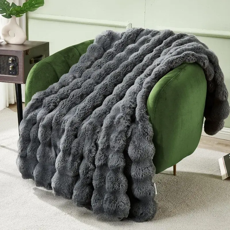 Thumbnail: Winter Super Soft Fuzzy Cozy Fluffy Rabbit Faux Fur Throw Blanket
