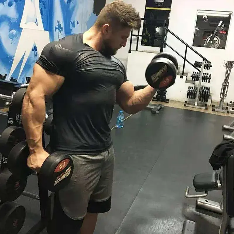 Thumbnail: Compression Quick Dry T-Shirt Men Running Sport Skinny Short Tee Shirt