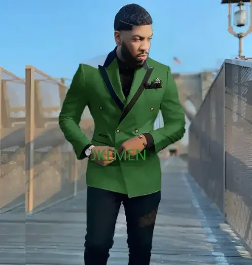 Thumbnail: New Tailored White Double Breasted Men Suits Tuxedo Slim Fit Male