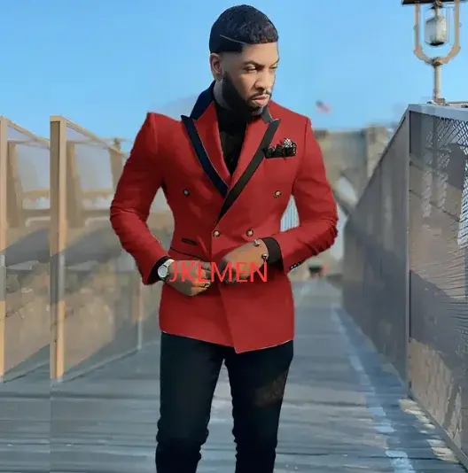Thumbnail: New Tailored White Double Breasted Men Suits Tuxedo Slim Fit Male