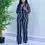 Thumbnail: Stripe Two Piece Set Women Spring Autumn Button Long Sleeve Wide Leg Pants