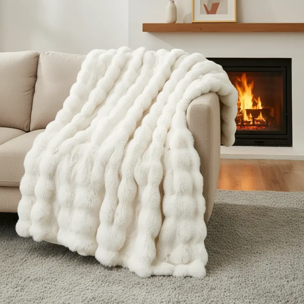 Winter Super Soft Fuzzy Cozy Fluffy Rabbit Faux Fur Throw Blanket