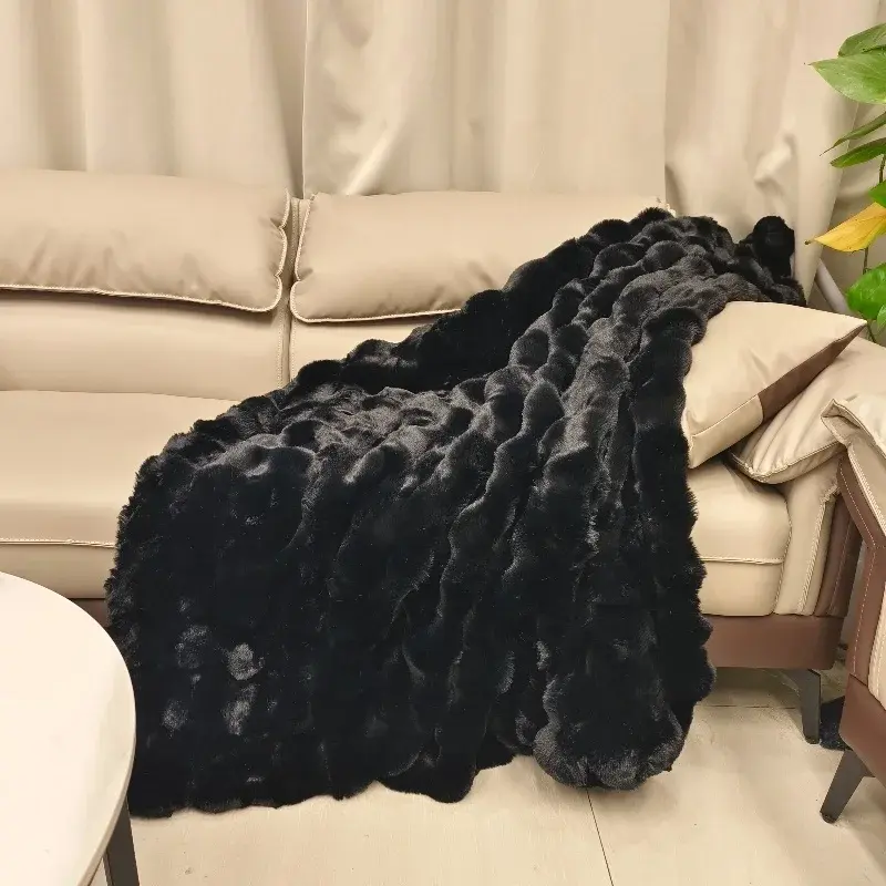 Thumbnail: Winter Super Soft Fuzzy Cozy Fluffy Rabbit Faux Fur Throw Blanket