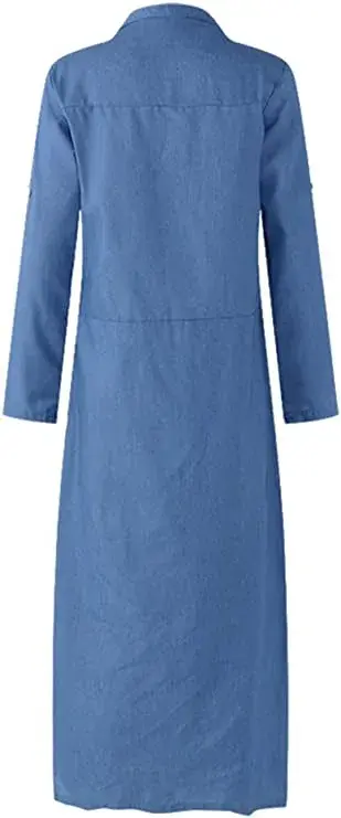 Thumbnail: 10502-Mx55 Denim Jean Skirt Long Dresses Women Sehe Fashion