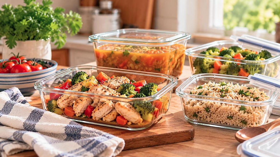 meal prep in glass containers for freezing