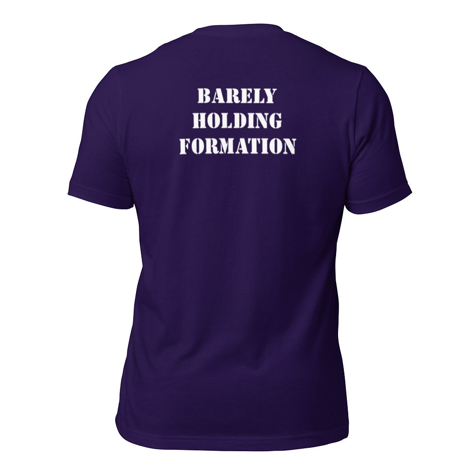 Thumbnail: Unisex Barely Holding Formation Military tshirt