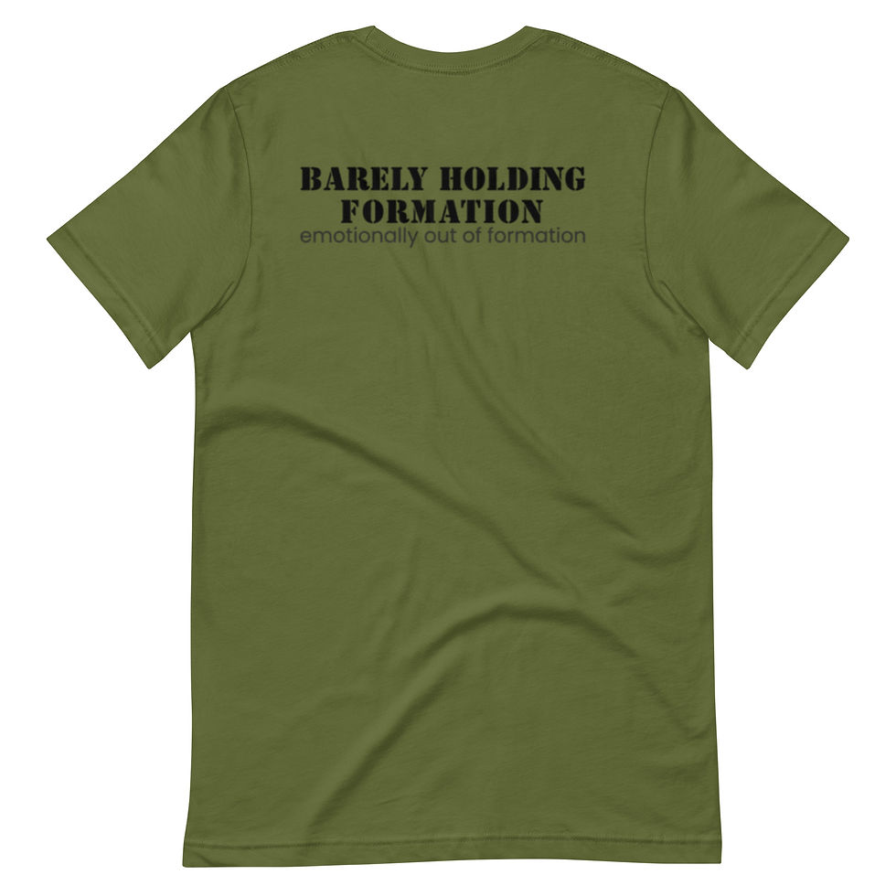 Thumbnail: Unisex Barely Holding Formation Military tshirt
