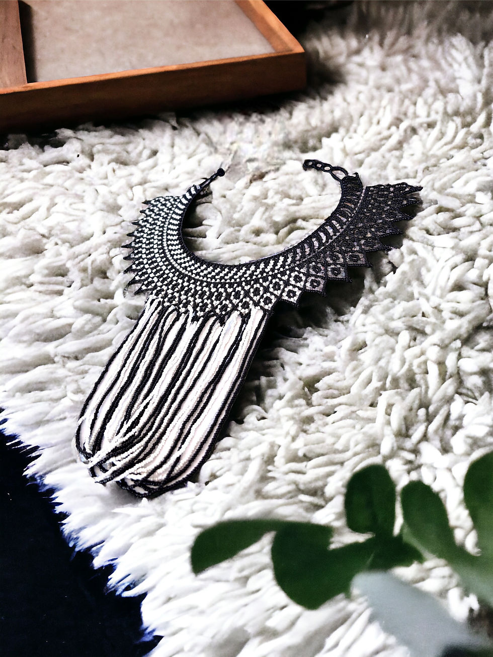 Thumbnail: BLACK AND WHITE BIB NECKLACE