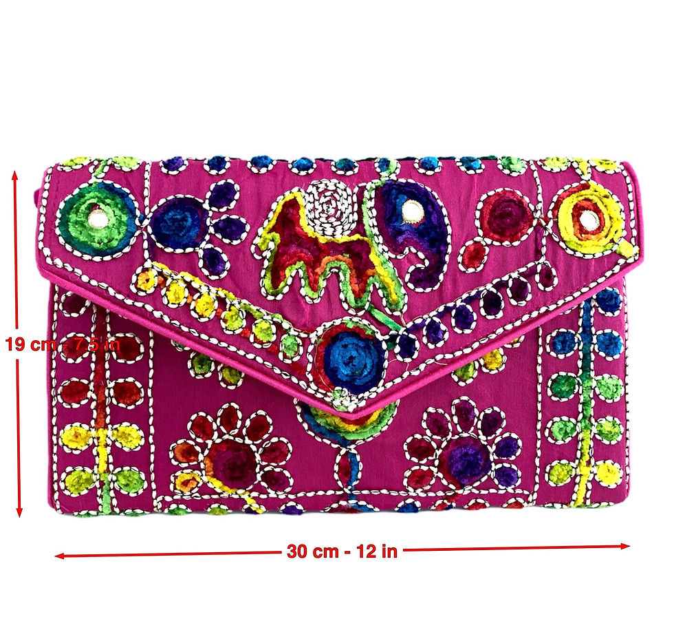 Thumbnail: MEXICAN PINK EMBROIDERED CLUTCH BAG