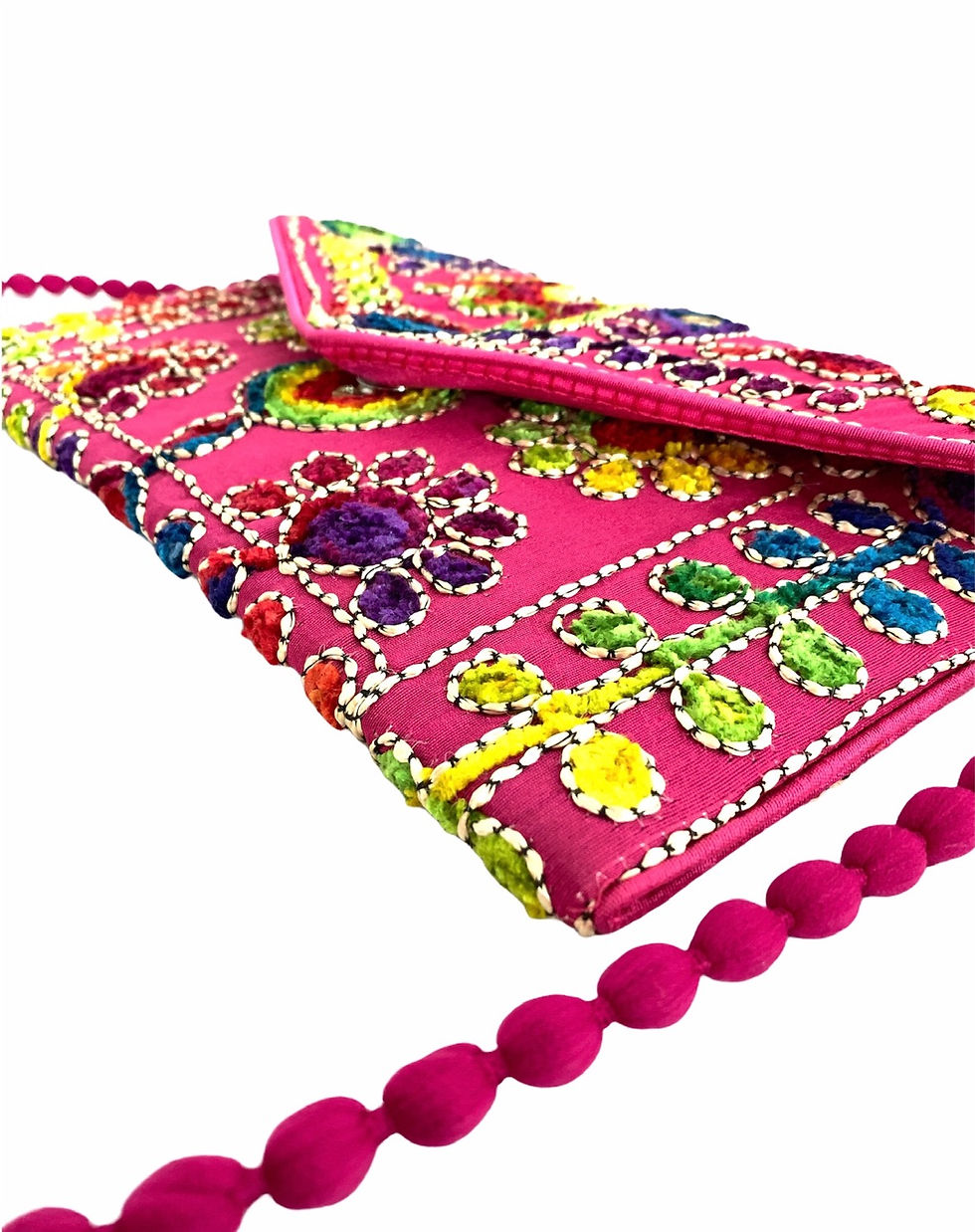 Thumbnail: MEXICAN PINK EMBROIDERED CLUTCH BAG