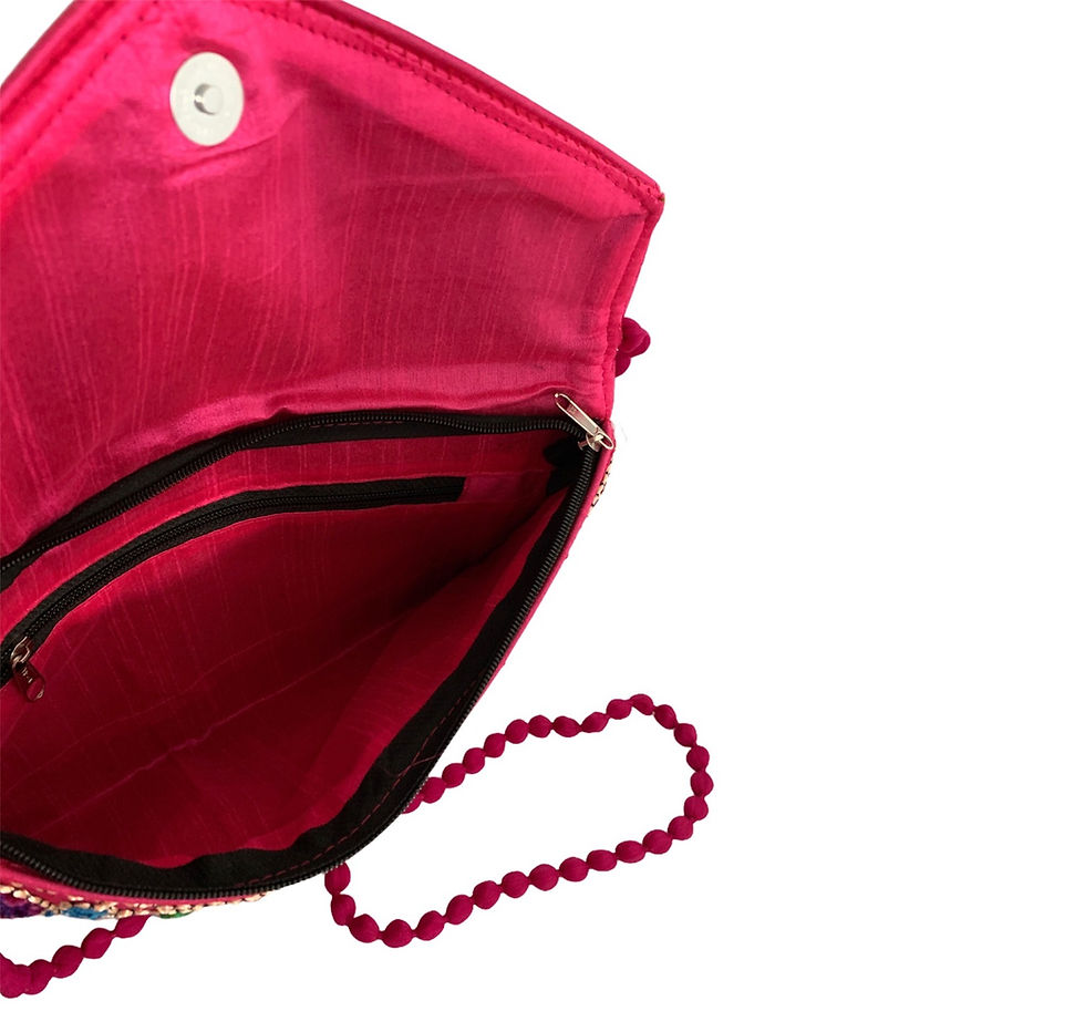Thumbnail: MEXICAN PINK EMBROIDERED CLUTCH BAG
