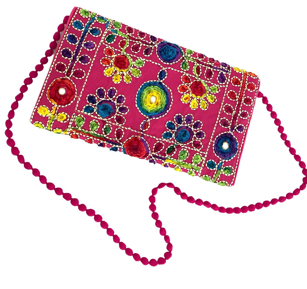 Thumbnail: MEXICAN PINK EMBROIDERED CLUTCH BAG