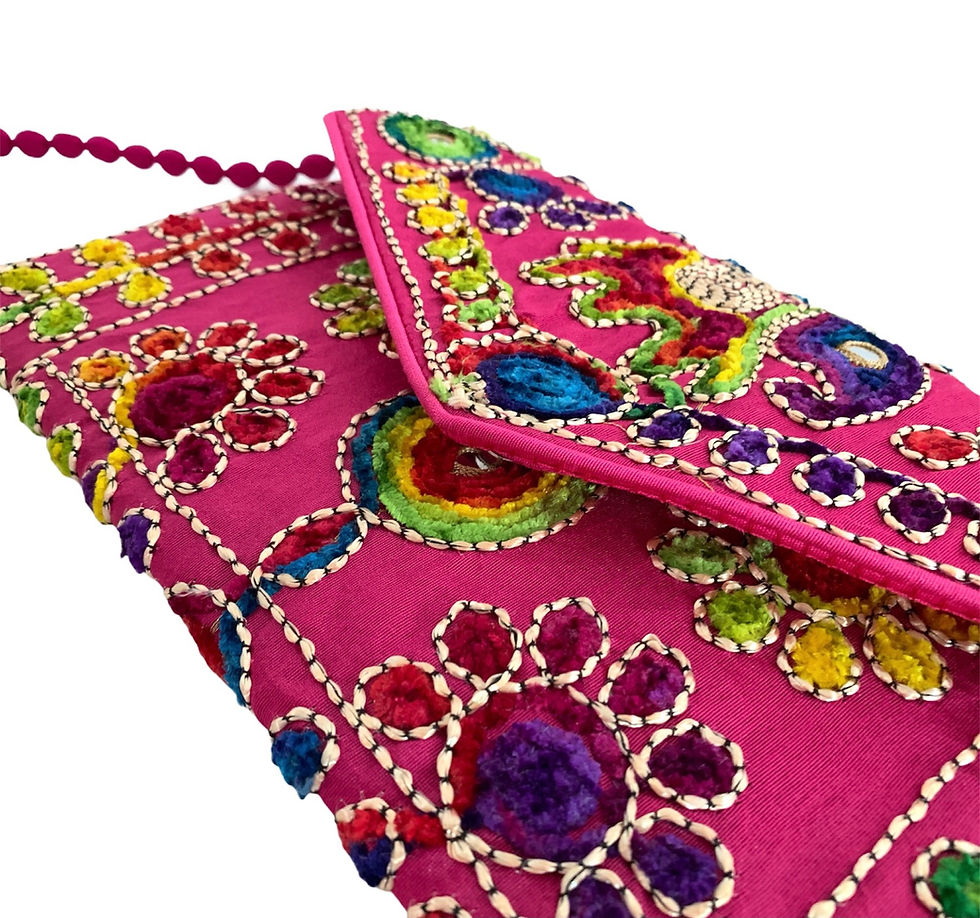 Thumbnail: MEXICAN PINK EMBROIDERED CLUTCH BAG