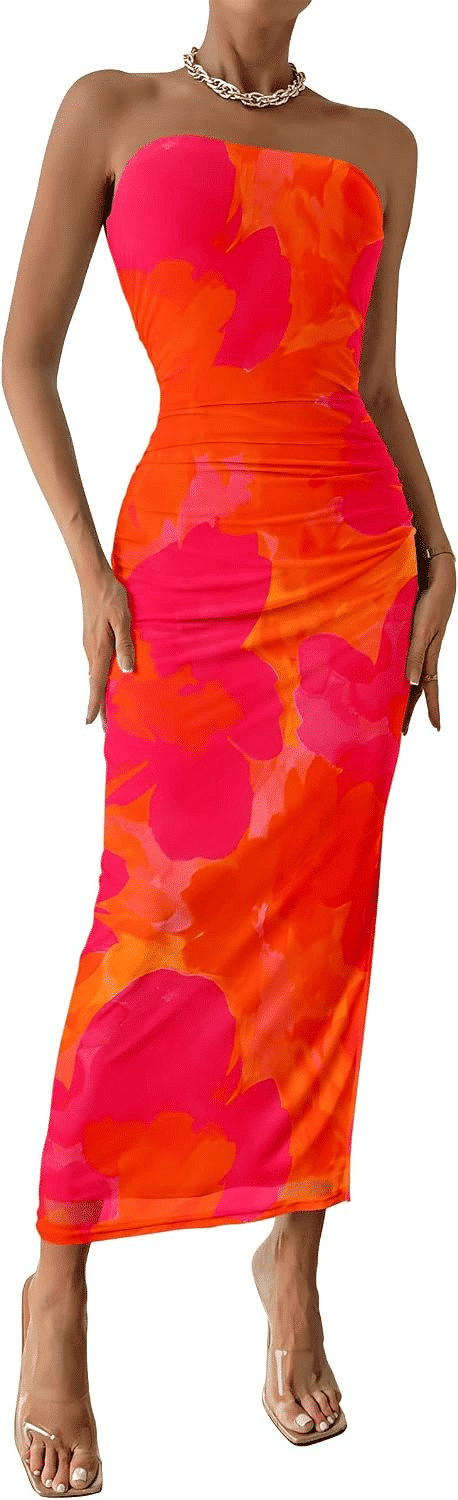 Women's PRETTYGARDEN Strapless Bodycon Maxi Dress