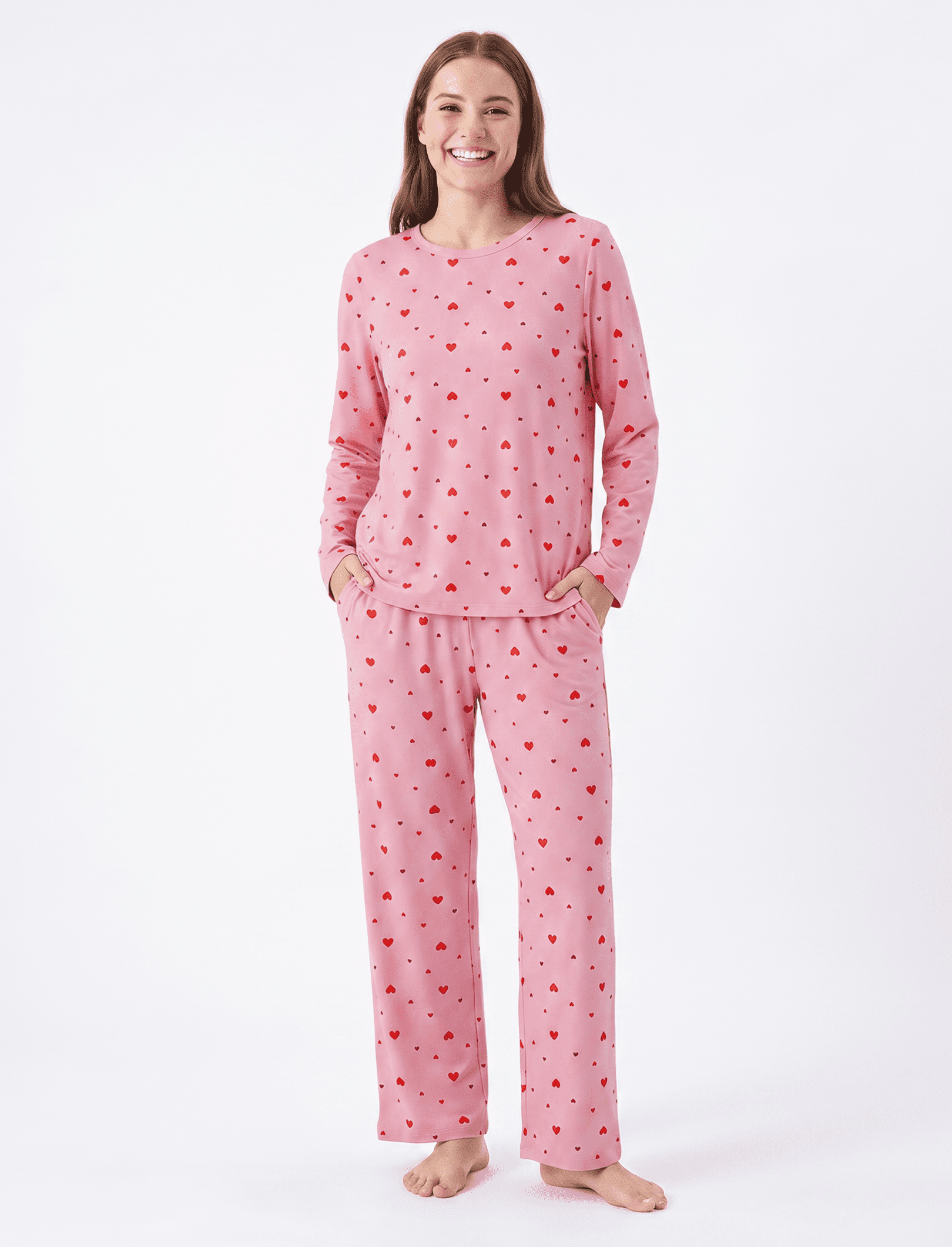 Women's PatPat Heart Print Long Sleeve Pajama Set