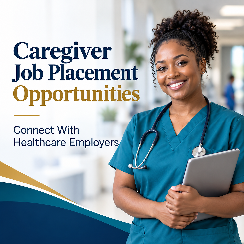 Smiling caregiver with tablet for Caregiver Job Placement Opportunities