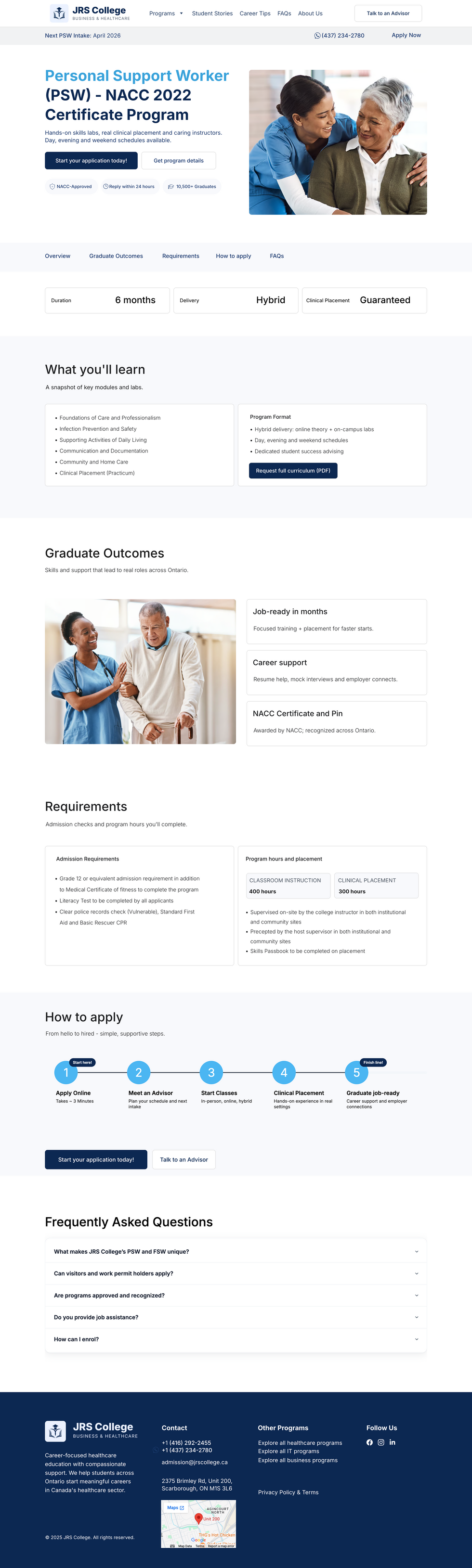 PSW Landing Page (Paged Screenshot)